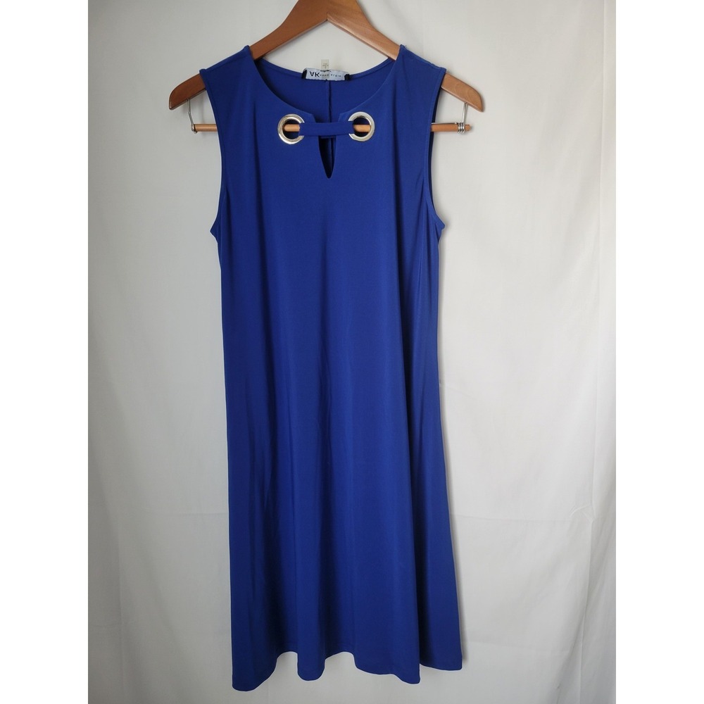 Anne Klein Women's Royal Blue Sleeveless Keyhole Grommet Shift Dress Size S